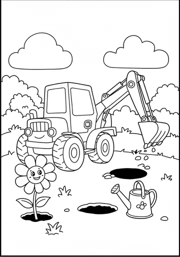 Garden Adventure cute Machine Coloring Pages