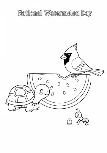 Animals Discover National Watermelon Day Coloring Pages