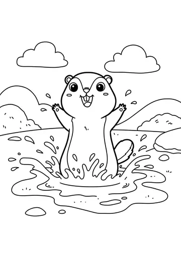 Petunia & Puddle Groundhog Day Coloring Pages