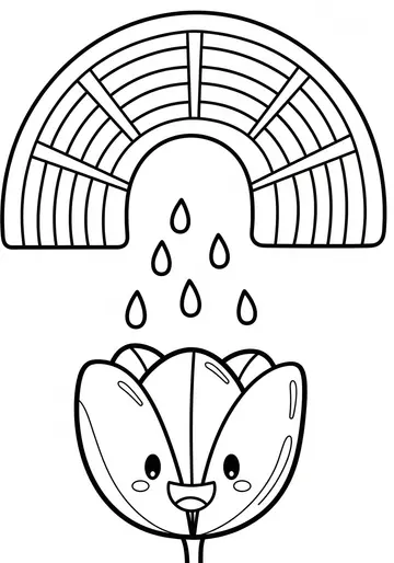 Rainbow Surprise Tulips Coloring Pages for Kids