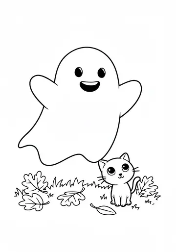 Friendly Ghost Halloween Coloring Pages for Ages 3-5