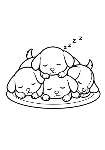 10. Three Friends Puppy Pile Coloring Pages
