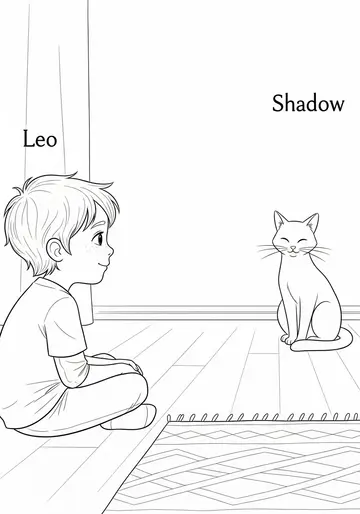 Leo Meets Shadow International Cat Day Coloring Pages