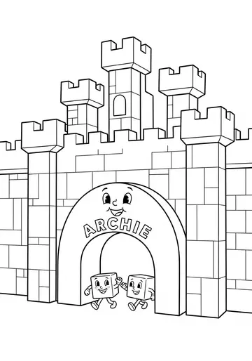 Archie the blocky Doorway Coloring Pages for Preschool