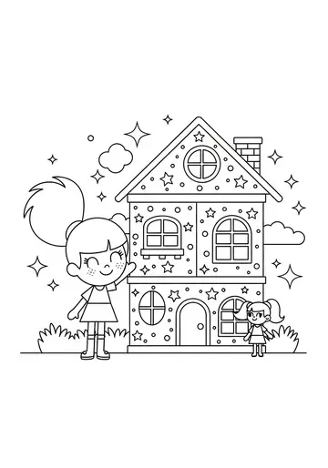 Gabby's Magical Dollhouse Coloring Page with Stars