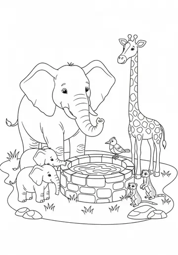 Helpful Elephant & Friends Coloring Pages