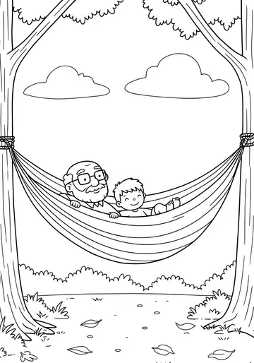Cozy Hammock Hug Coloring Book Pages