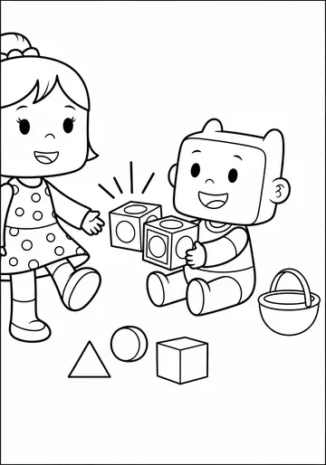 Baby Finn Meets Bumpy Blocks Cute Baby Coloring Pages