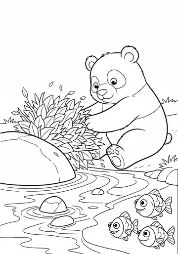 Helping & Learning Panda Coloring Pages