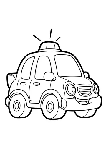 Funny Police Car Coloring Page for Kids