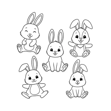 Playful Rabbits Animal Coloring Fun