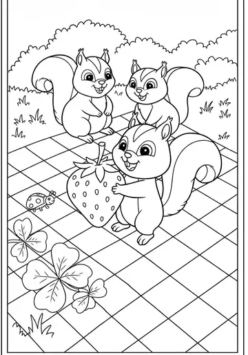 Sammy Squirrel's Picnic Coloring Pages