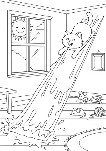 Loaf Cat's Warm Sunbeam Slide Coloring Pages