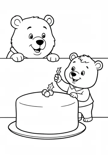Littlest Bear's Big Gift Christmas Coloring Pages for Kids