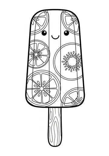 Fruit Slice Popsicle Coloring Page