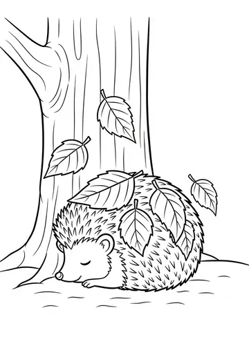 Cozy Hedgehog's Nap fall Coloring Pages