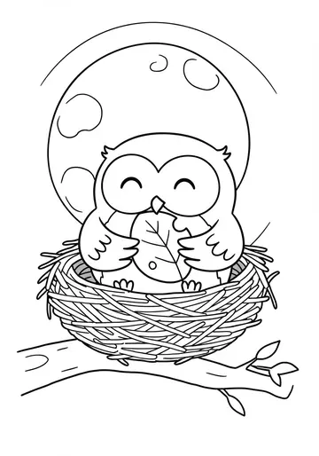 1 Yummy Moon Cookie Owl Coloring Page