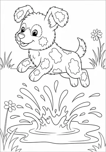 Messy Fun Puppy Coloring Pages for Ages 3-5