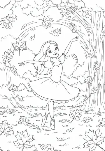 Autumn Park Adventure Ballerina Coloring Pages