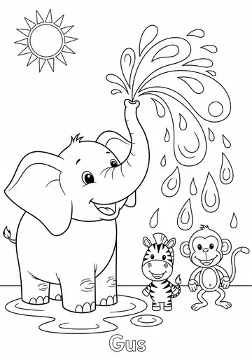 Playful Elephant Coloring Pages for Ages 3-5