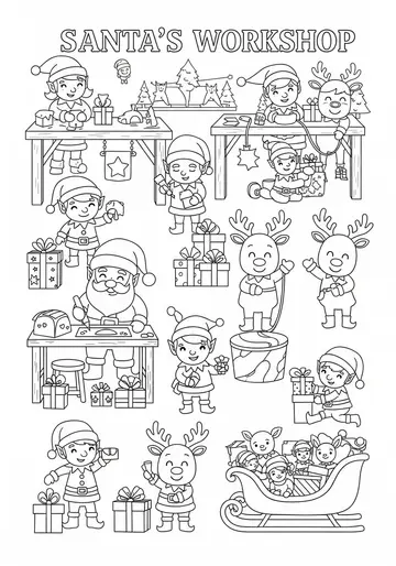 Develop Skills with This Christmas Workshop Coloring Page