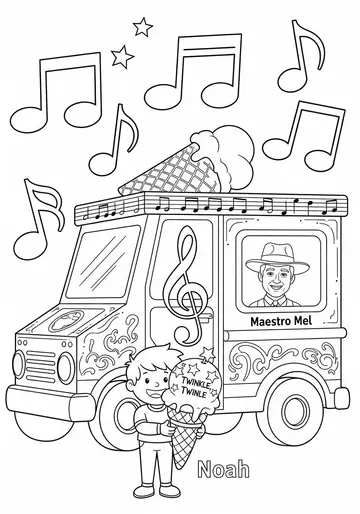 Musical Ice Cream Truck Coloring Pages for Creative Kids