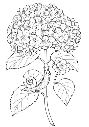 Littlest Hydrangea & Snail Friend Coloring Pages