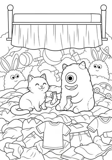 Loaf Cat Meets Sock Monster Coloring Pages