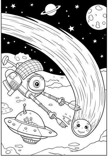 Dino-Naut Discovers a Comet Coloring Pages