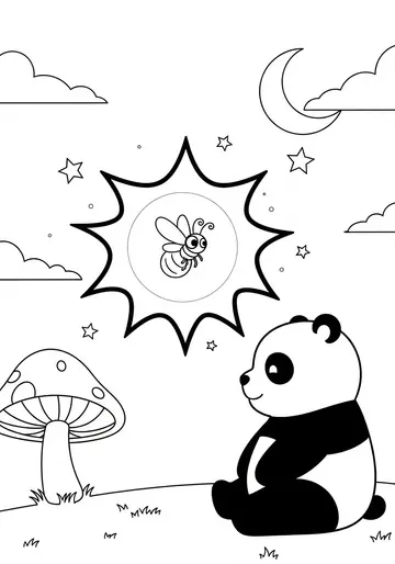 Nighttime Helper Panda Coloring Pages