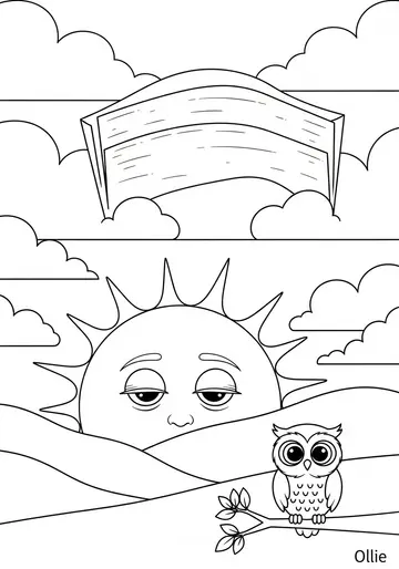 The Sleepy Sun's fall Bedtime Story Coloring Pages