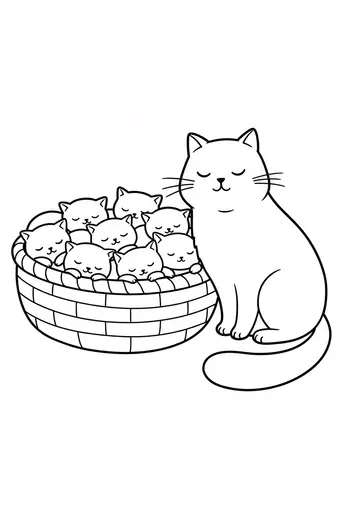 Bedtime Cuddles number 9 Kittens Coloring Pages
