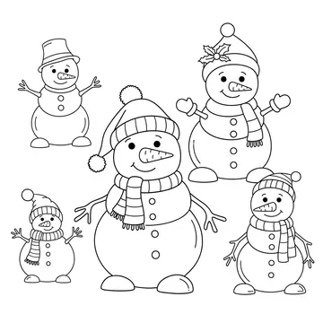 Cheerful Snowmen Coloring Page