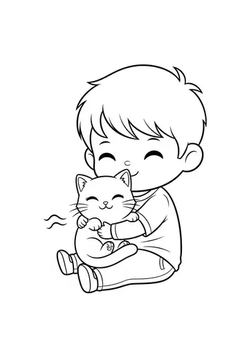 Cat Clover's Purring Song Coloring Pages for Toddlers