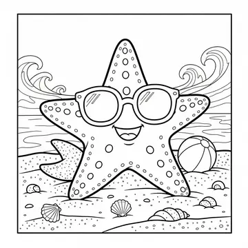 Cool Starfish with Sunglasses Coloring Page
