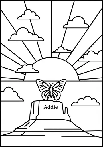 Sunset Gift adobe butterfly Coloring Pages for Toddlers