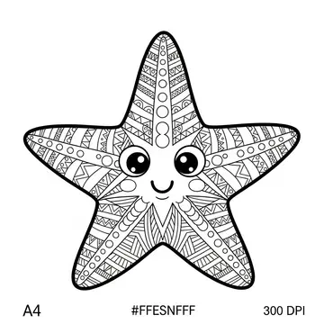 Patterned Starfish Art Coloring Page