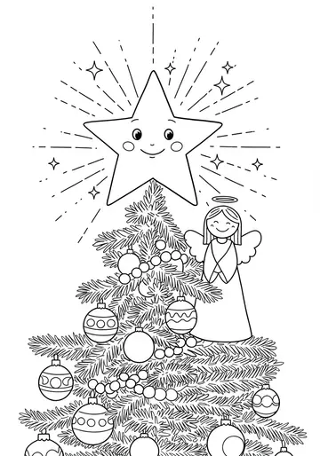 Shining Christmas Star Coloring Pages for Kids