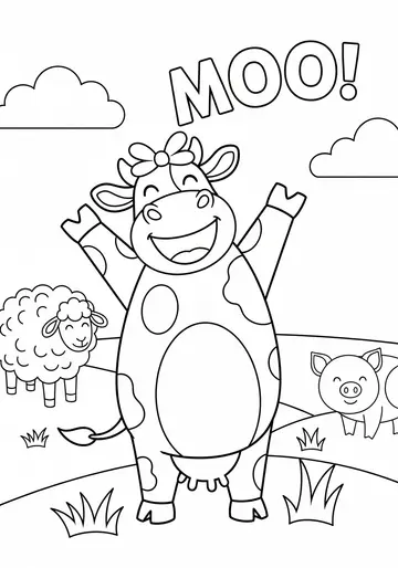Cow Daisy's Missing Moo Coloring Pages for Kids