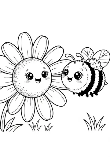 Creative Daisies Bee Painting Coloring Pages