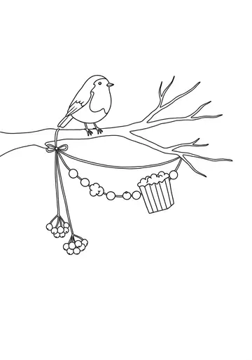 1 Kind Robin winter Coloring Page