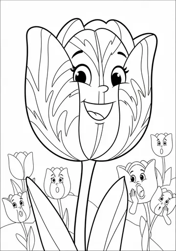 Shy Rosie's Confidence Tulips Coloring Pages