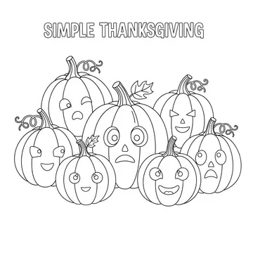 Cute Pumpkin Thanksgiving Coloring Page
