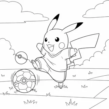 Soccer Pikachu Coloring Page