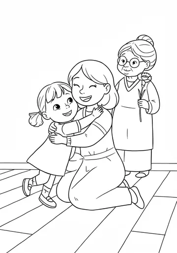 Lily's Mother's Day Carnations Hug Coloring Pages