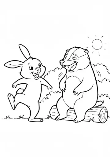 Grumpy Badger Meets Happy Bunny Coloring Pages