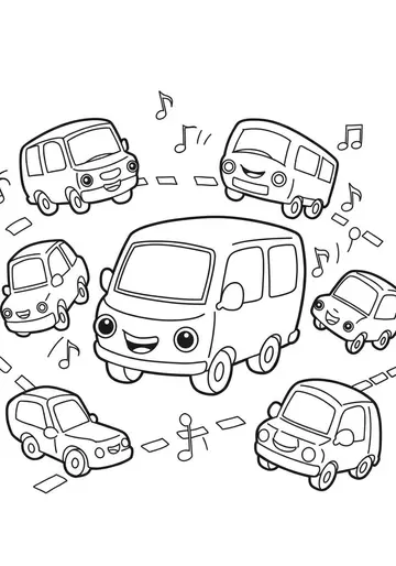Wobbles' Wobbly Dance cars Coloring Book