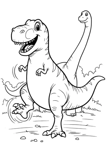 Joyful Dancing Dinosaur Coloring Pages