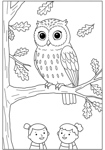 Friendly Owl's Christmas Song Coloring Pages