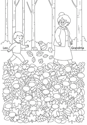 Happy Forest Walk autumn Magic Carpet Coloring Pages